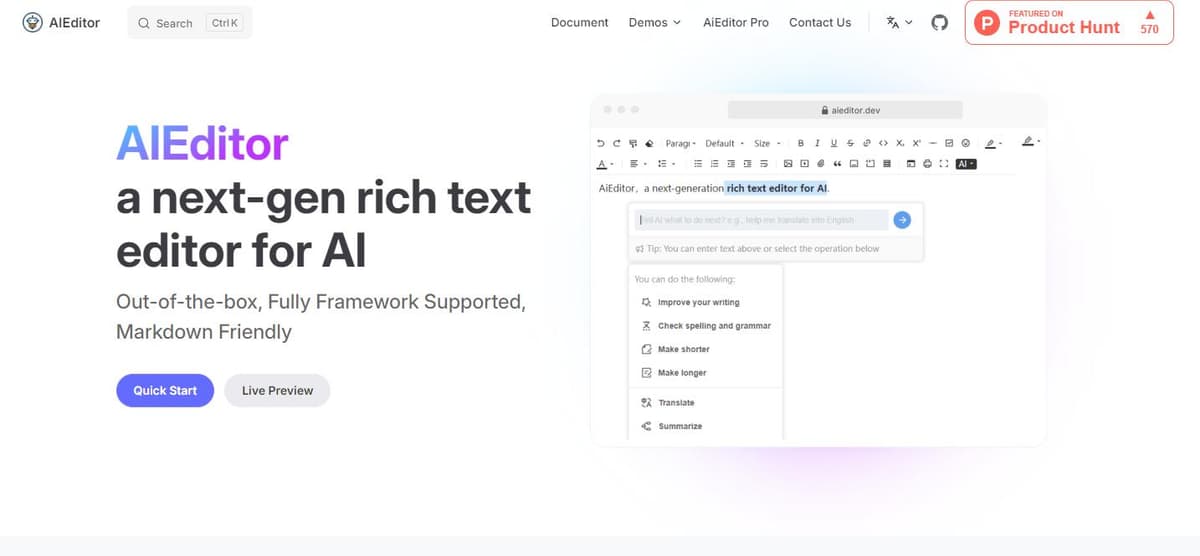 AIEditor
a next-gen rich text editor for AI